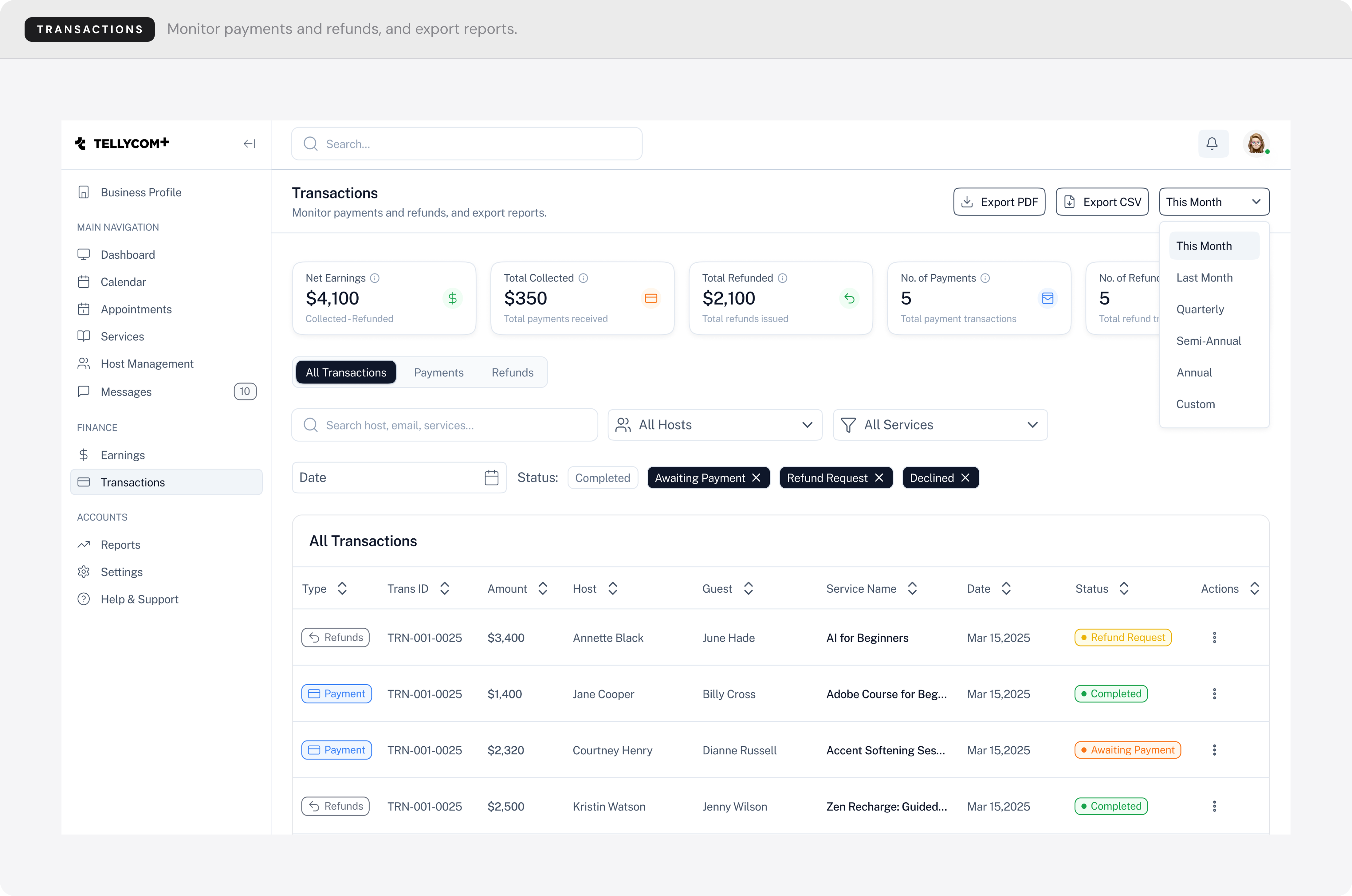 Tellyplus Transactions